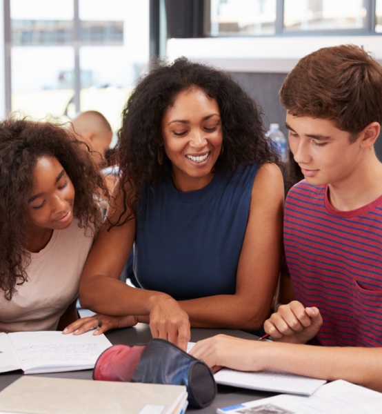 students reading